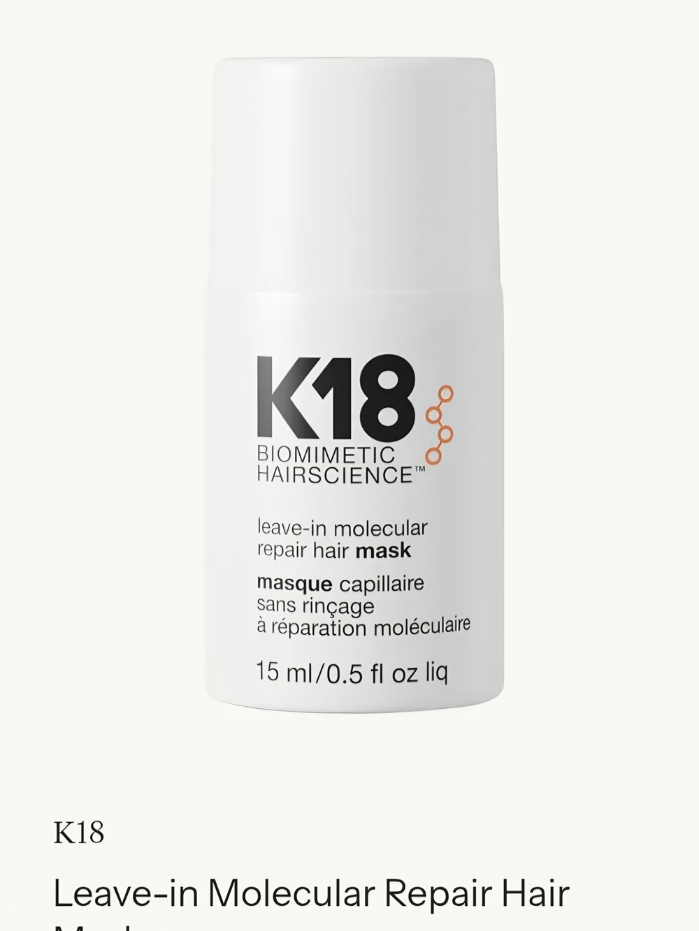 K18 Leave-In Molecular Repair Hair Mask — White